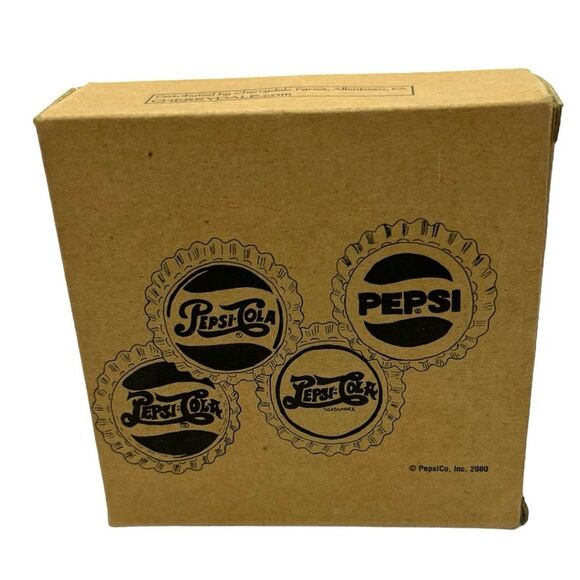 4 Pepsi-Cola Advertising Coasters, Pepsi Mold, Tin Bottle Cap Coasters - Picture 2 of 2